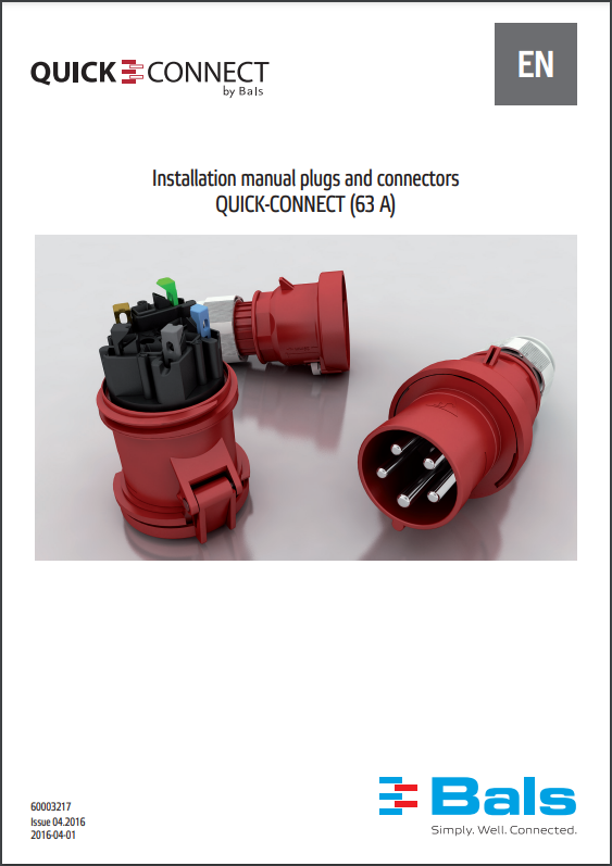 Installation manual plugs and connectors QUICK-CONNECT (63 A)