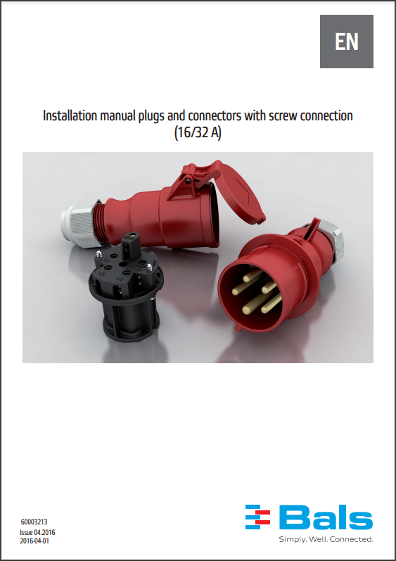 Installation manual plugs and connectors with screw connection (16A&32A)