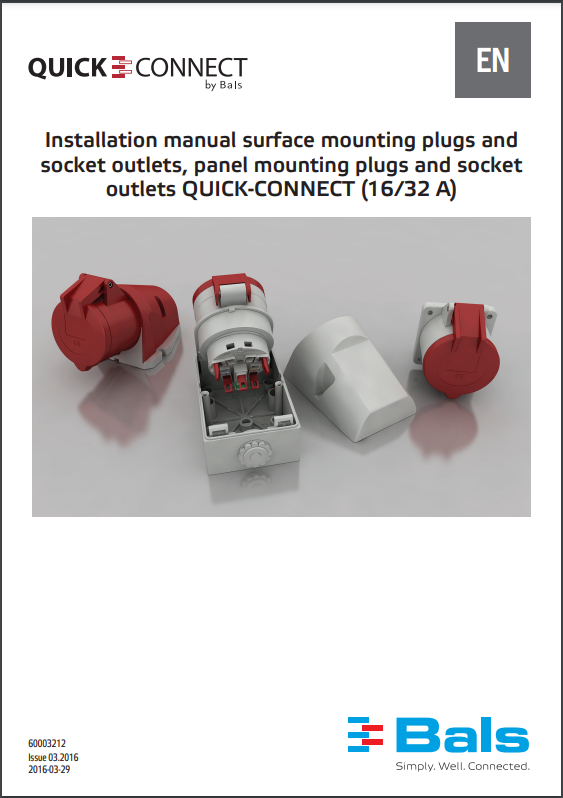 Install. man. surface and panel mounting plugs and socket outlets QC (16A&32A)