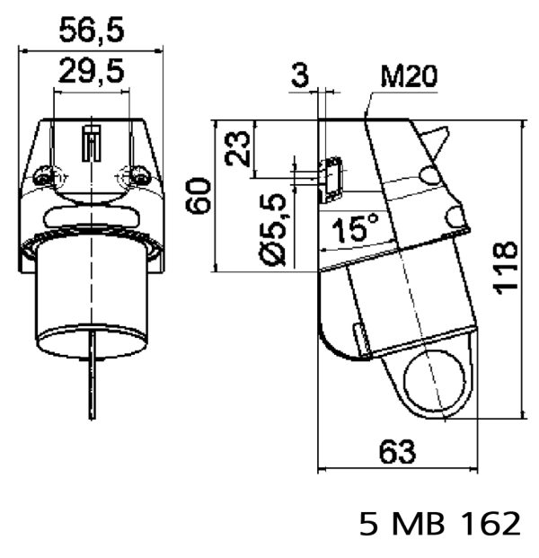 TCD 6h 16A 3P 230V IP44 60x56,5 Opb Klap - Afbeelding 2