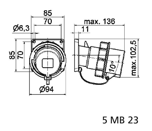 TCD 6h 16A 7P 400V IP67 85x85 Aanb Sch Ni - Afbeelding 3