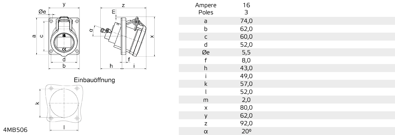 ICD 6h 32A 5P 400V IP54 85x85 QC IQ Sch Ni - Afbeelding 4
